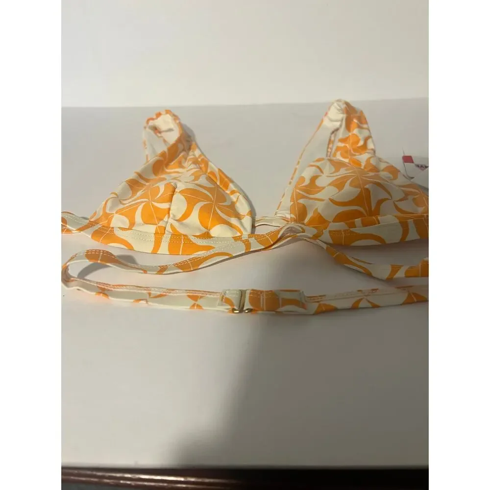 NWT L*Space Women's Avery Wrap-Style Beach Bikini Top Orange Cream Size XS